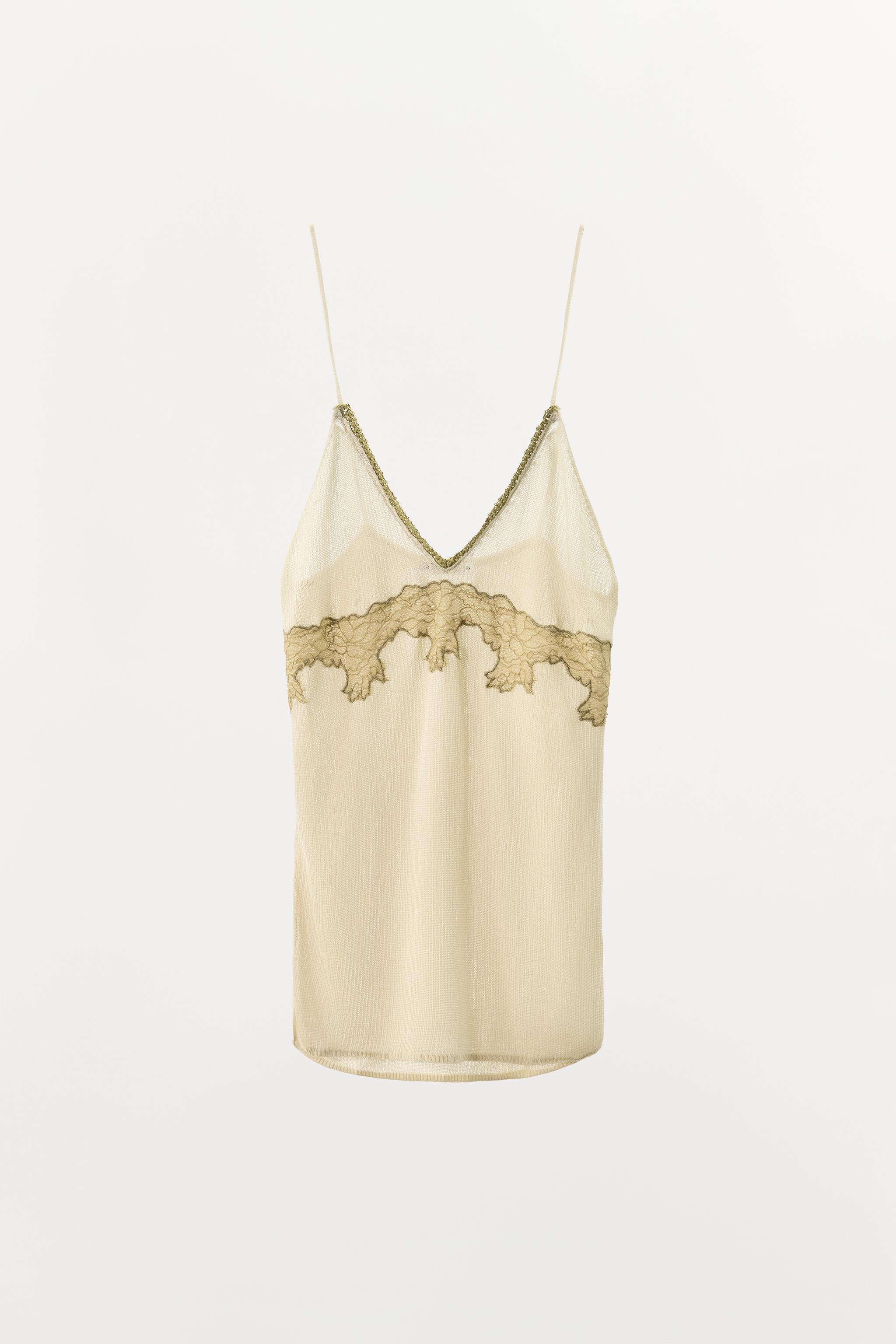 TOP EN MAILLE COMBINÉE DENTELLE